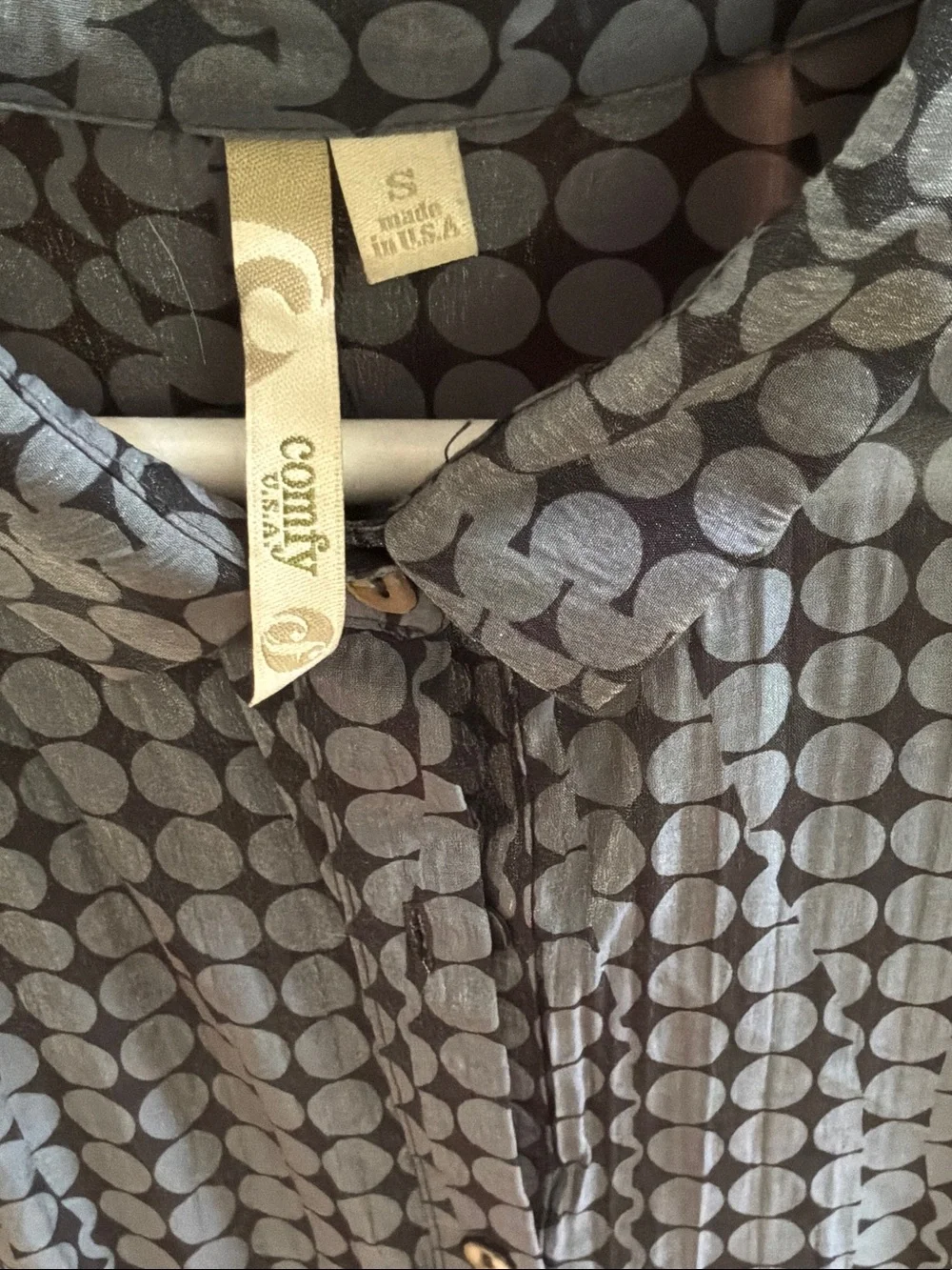Comfy USA black/grey Dot-Pattern Button-Down Shirt